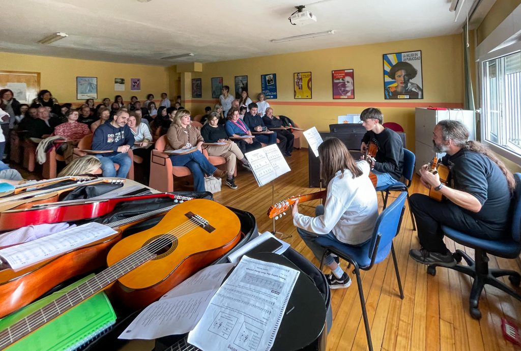 Alumnos de la Escuela de Música de Polanco durante el concierto fin de curso del pasado año