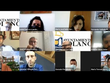 La alcaldesa de Polanco presidiendo un pleno telemático de la Corporación