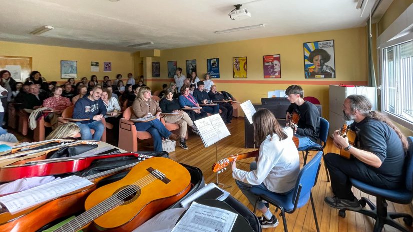 Alumnos de la Escuela de Música de Polanco durante el concierto fin de curso del pasado año