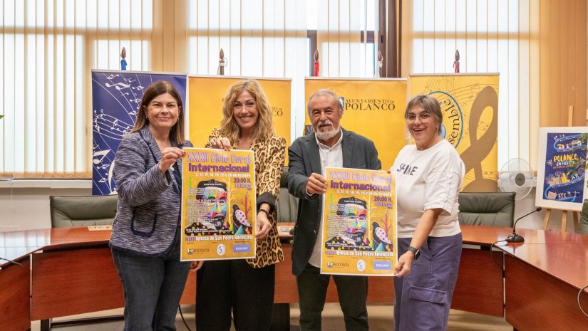 Alcaldesa y autoridades durante la presentación de la XXXI edición del Ciclo Coral Internacional de Polanco
