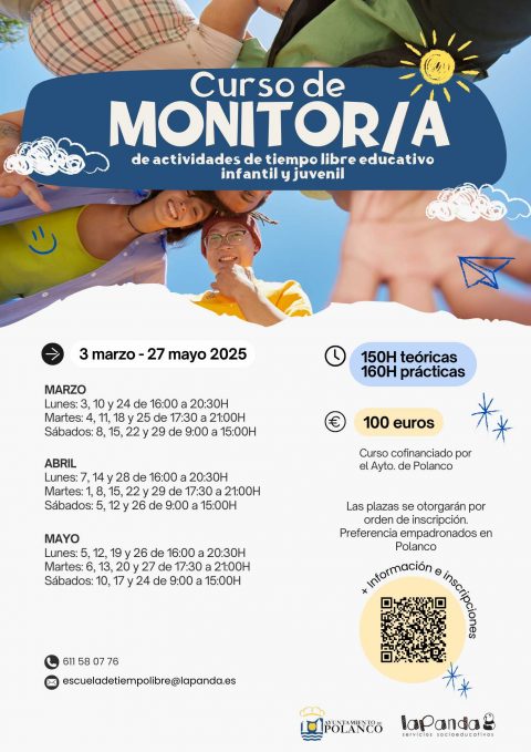 Cartel monitor de tiempo libre a desarrollar durante los meses de marzo a mayo