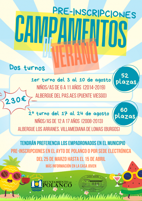 Cartel campamentos de Verano