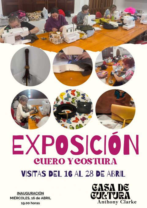 Cartel exposición de cuero y costura