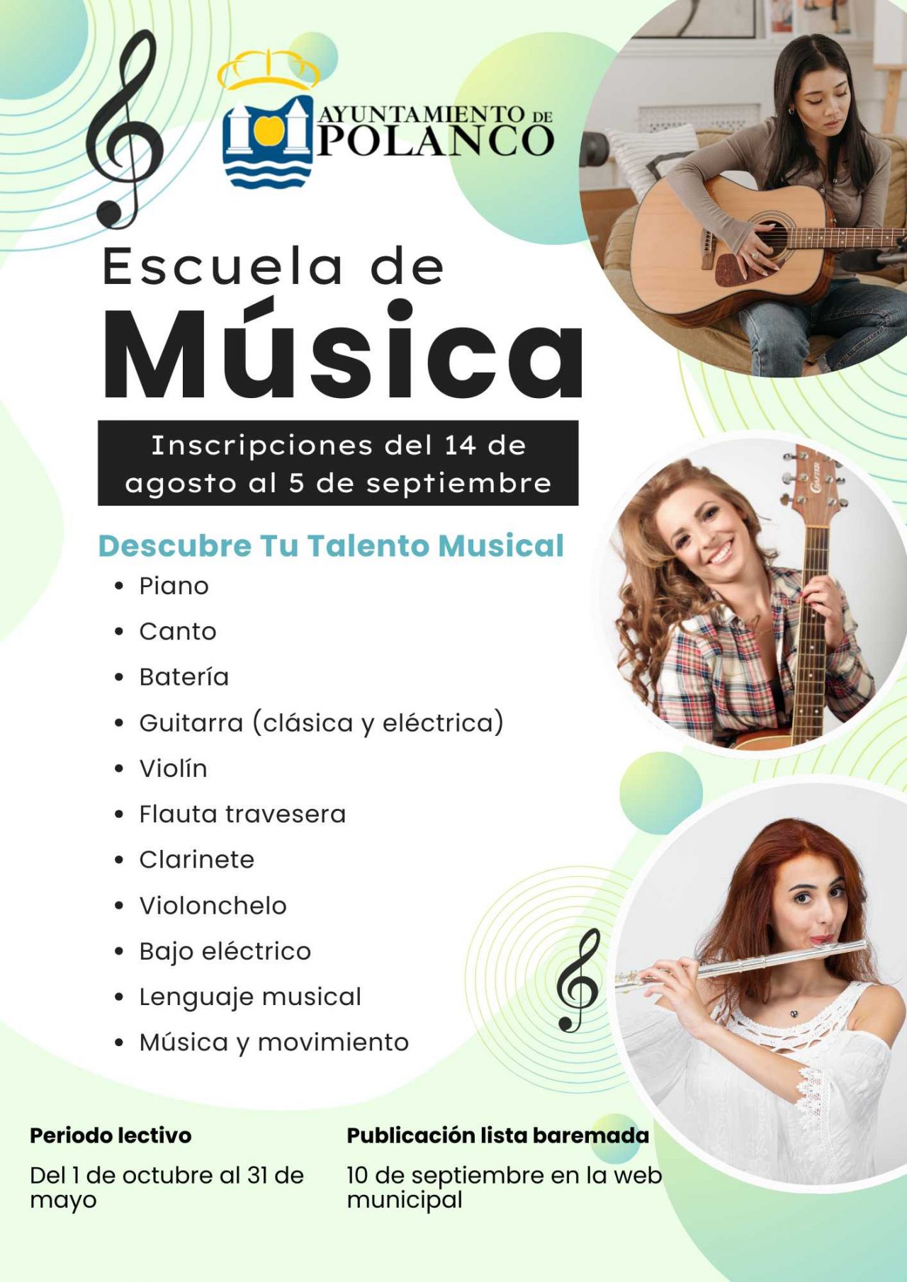 Cartel Escuela de música curso 2025 - 2026