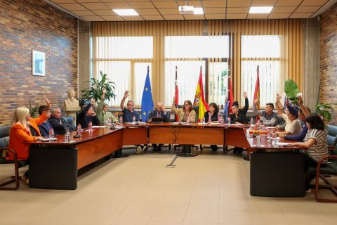 Concejales de PRC, PP y Vox votando a favor de la moción sobre las mejoras en la autovía