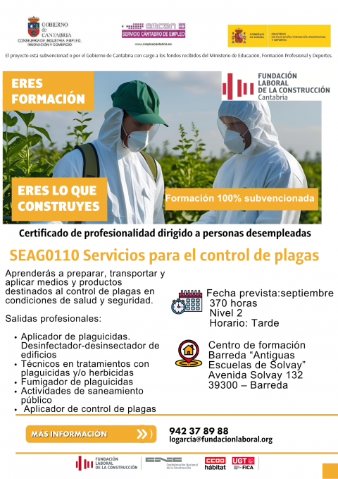 Cartel formación control de plagas