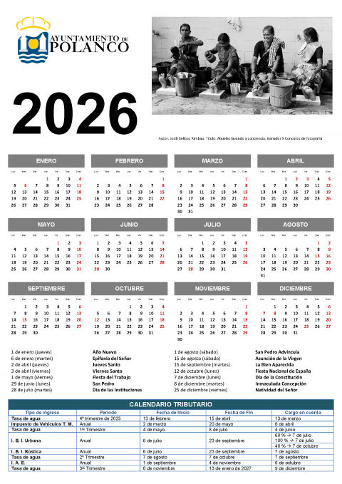 Calendario laboral y tributario año 2026