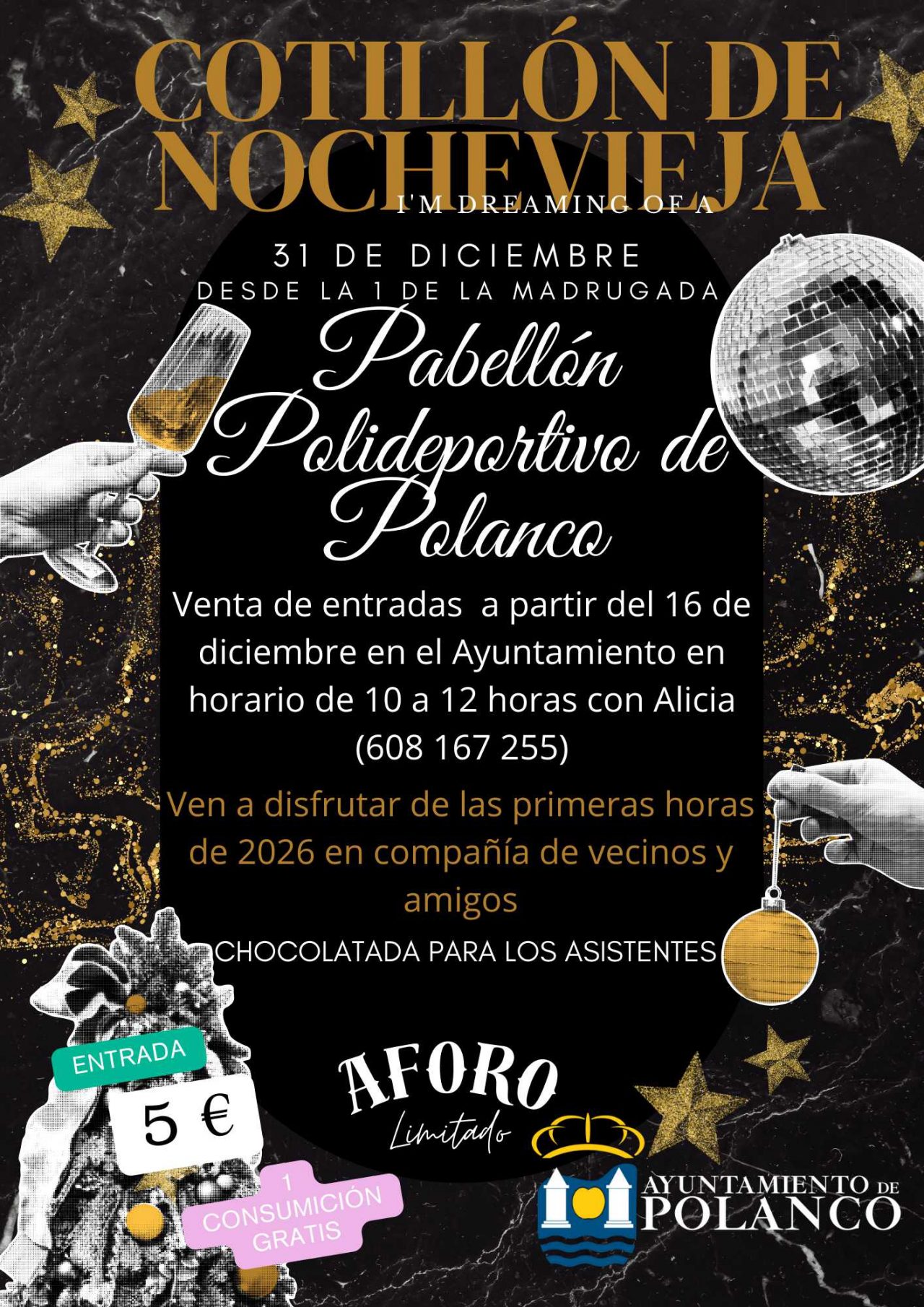 Cartel Cotillón de nochevieja 2025
