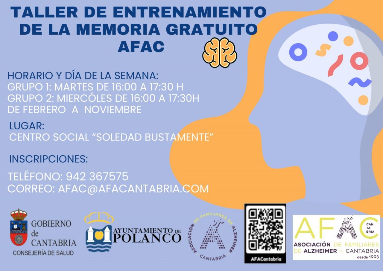 Cartel inscripción Taller de entrenamiento de la memoria 2026
