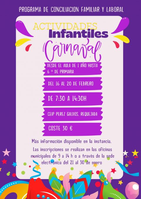 Cartel informativo periodos no lectivos curso 2025 / 2026 Carnaval