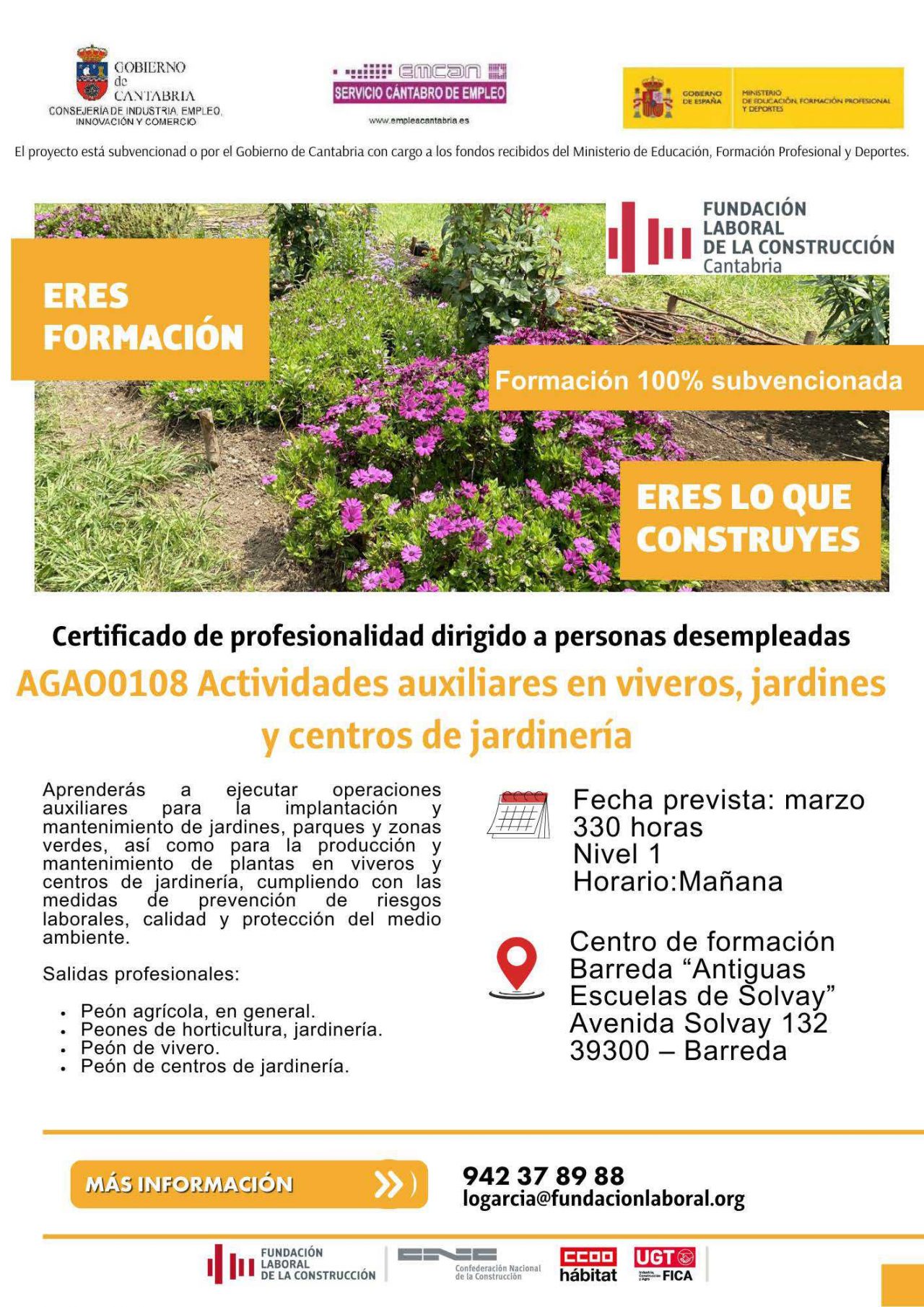 Cartel formación  "Actividades auxiliares en viveros, jardines y centros de jardinería"