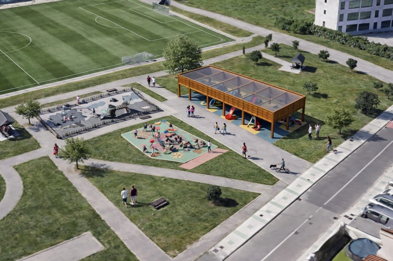 Imagen sobre cómo quedará la cubierta del parque infantil de Rinconeda