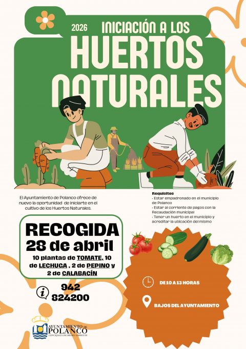 Cartel huerto naturales, recogida de plantas 28 de abril
