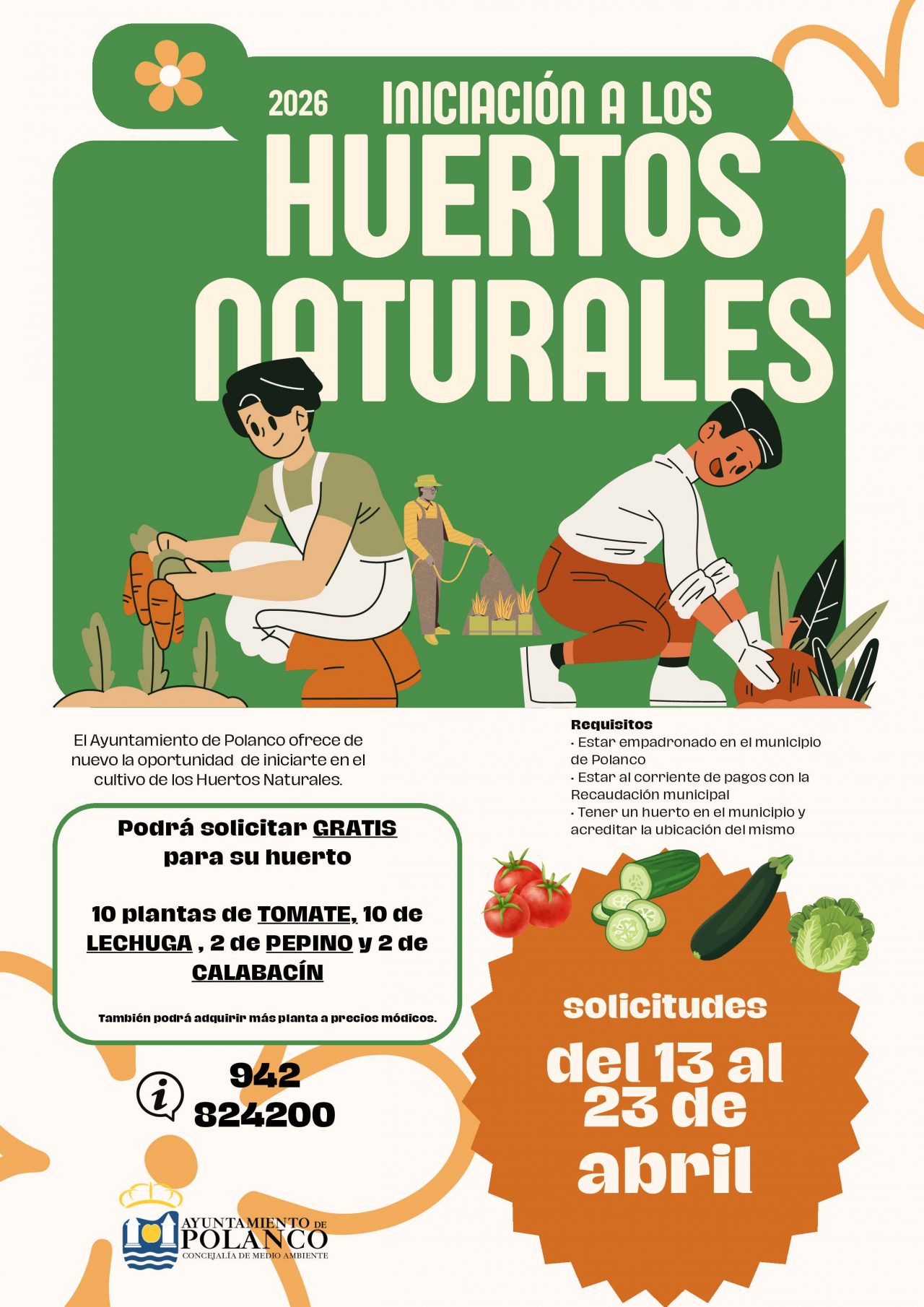 Cartel huertos naturales solicitud abril