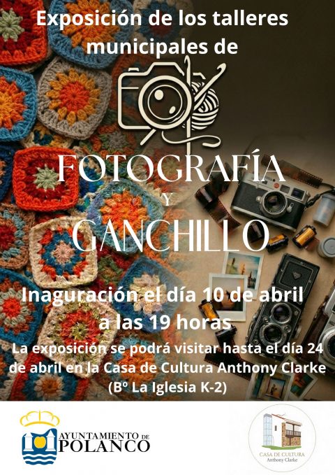 Cartel exposición de los talleres de fotografía y ganchillo