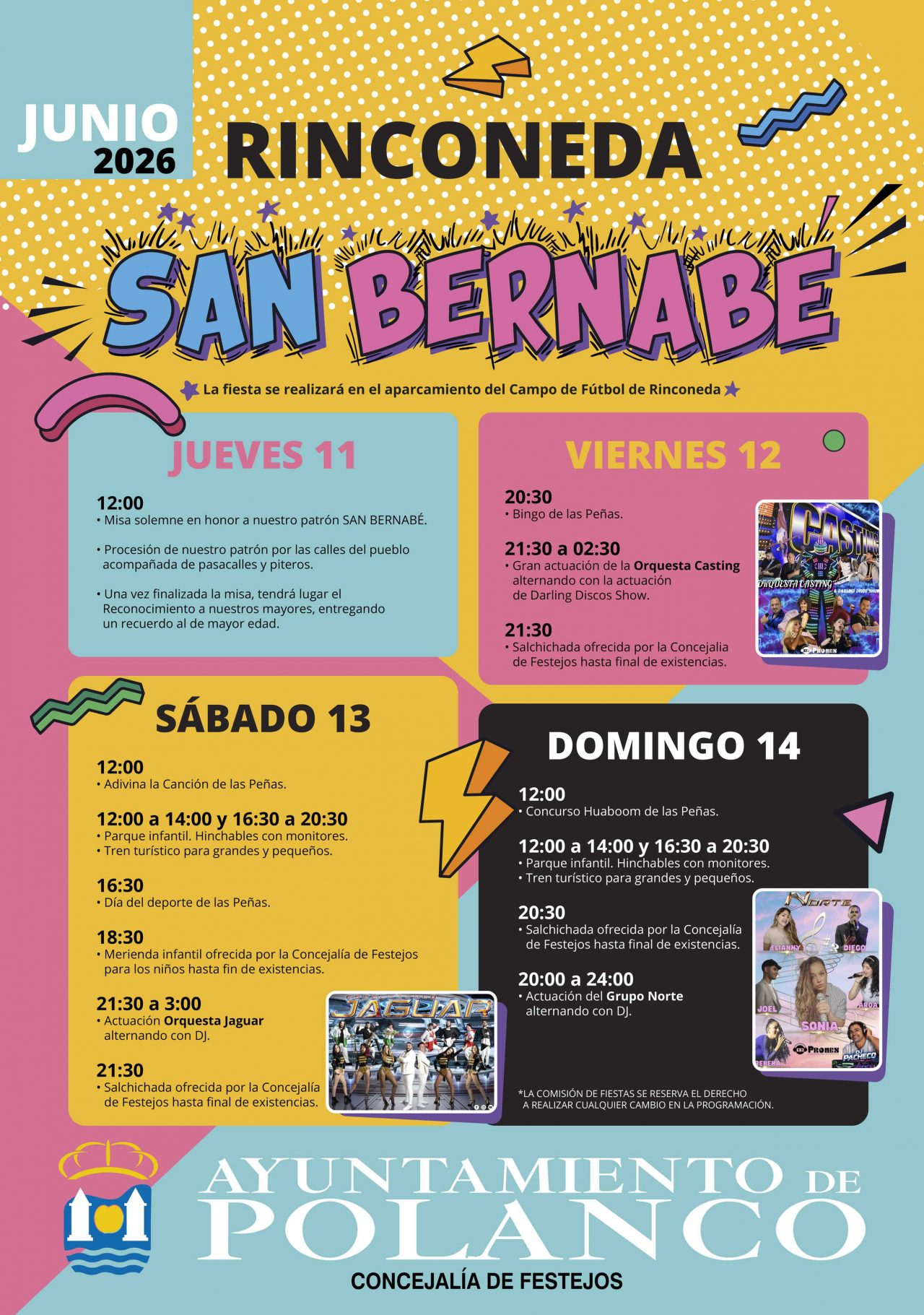 Cartel fiestas de San Bernabé en Rinconeda