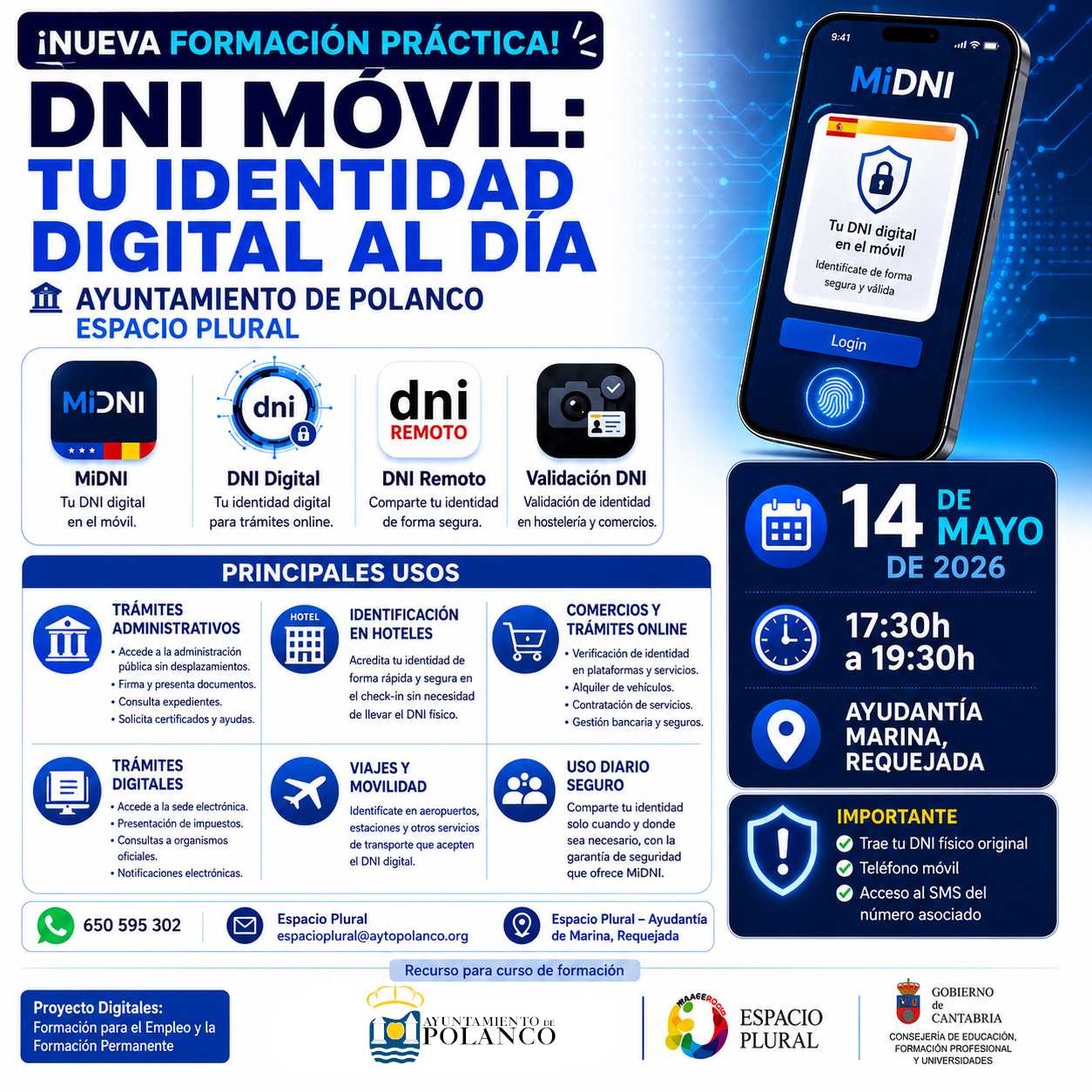 Cartel formación práctica DNI Móvil, identidad digital al día