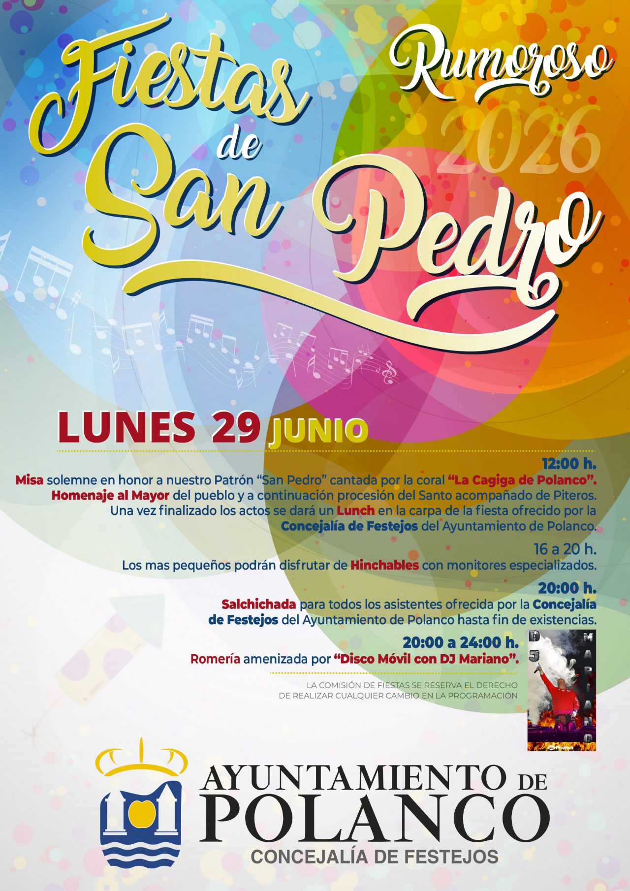 Cartel fiestas de San Pedro en Rumoroso