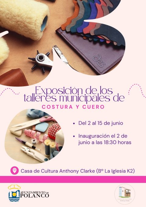 Cartel exposición talleres de costura y cuero