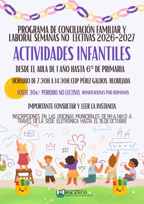 Cartel Programa de conciliación familiar y laboral semanas no lectivas curso 206 / 2027
