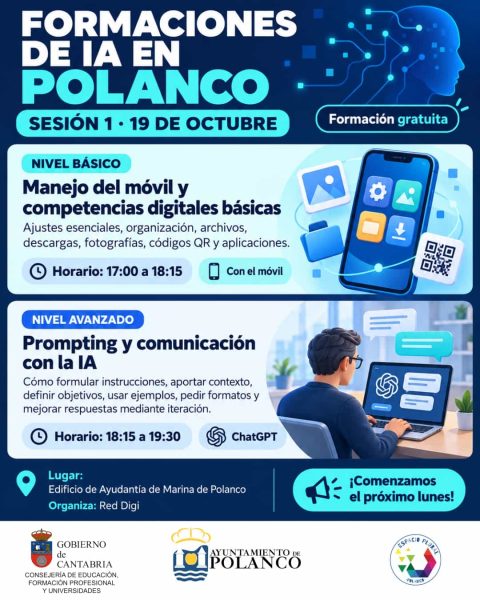 Cartel Sesión 1 formaciones en IA en Polanco