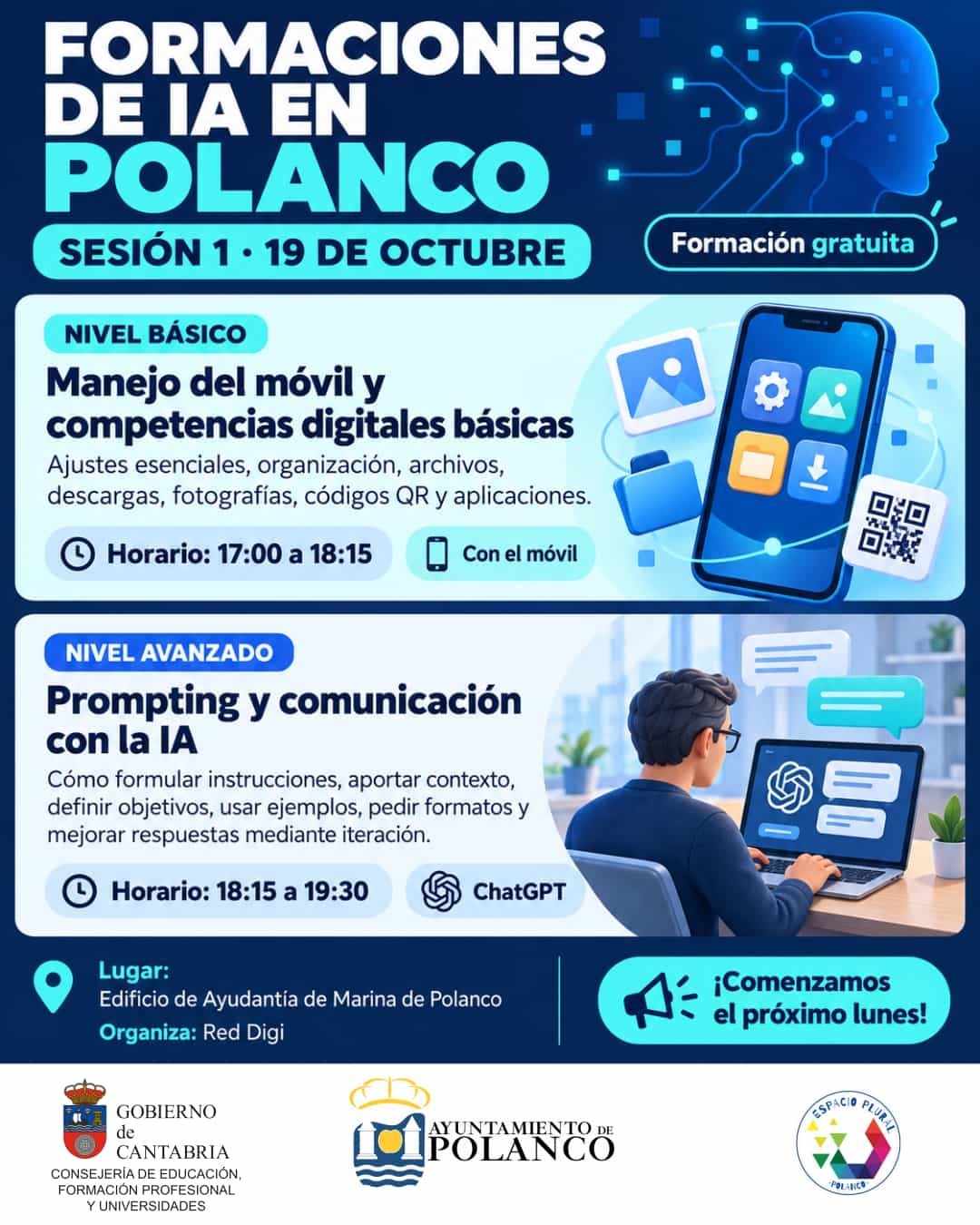 Cartel Sesión 1 formaciones en IA en Polanco